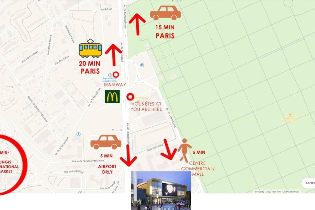 Appartement Paisible Et Bien Situe - Proche Aeroport D'Orly Et Tramway Pour Paris Тьє Екстер'єр фото